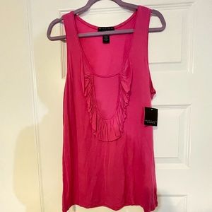 Apostrophe Stretch Scoop Neck Pink Sleeveless Top, Size XL, 100% Rayon